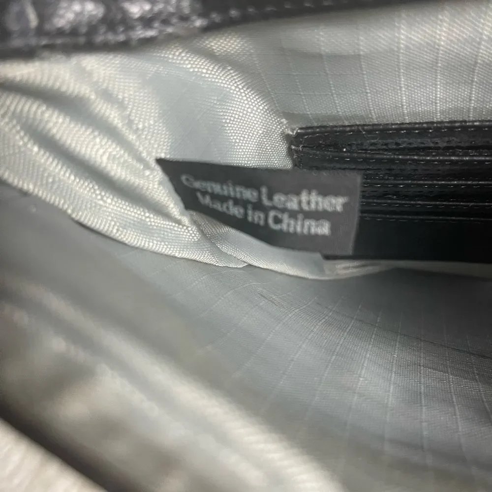 Black Leather Messenger Bag - Men